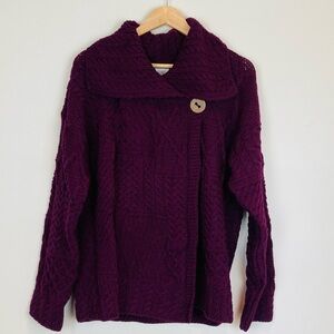 Shannon Woolen Mills Irish Merino Wool Cardigan single button closure. One Sz